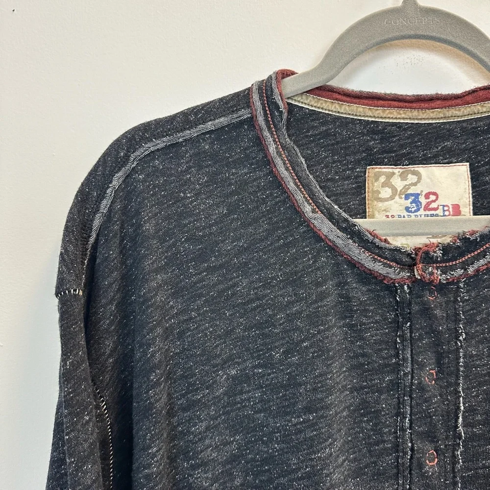 32 Bar Blues The Shake Slub Henley Grey XXL - Picture 1 of 11